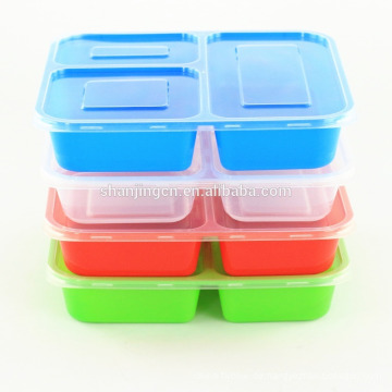 Auslaufsichere Microwavable Bunte Kunststoff-Bento-Lunchbox mit Trennwänden Auslaufsichere Microwavable Bunte Kunststoff-Bento-Lunchbox mit Teilersof